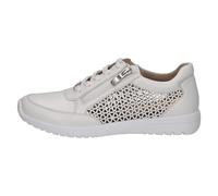 CAPRICE Damen Sneaker flach aus Leder mit Reißverschluss, Weiß (White Nappa), 41 EU