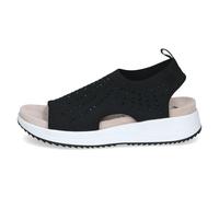 Caprice Damen Sandalen Black Knit – flach, weiches Fußbett, Schwarz – Größe 38