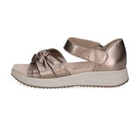 Riemchensandale CAPRICE, Damen, Gr. 38, grau (taupe metallic), Leder, sportlich, Schuhe, Keilsandalette, Sommerschuh, Bequemschuh mit Klettverschluss (83425357-38) taupe metallic