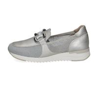 Caprice Damen Slipper Leder/Textil Metallic Platin flach Größe 38