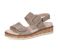 CAPRICE Damen Sandalen flach aus Leder mit Plateau, Braun (Taupe Suede), 41 EU