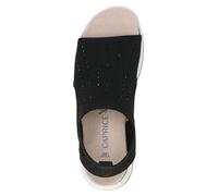 Caprice Damen Sandalen Black Knit – flach, weiches Fußbett, Schwarz, 40 EU