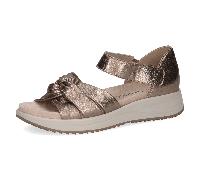 Riemchensandale CAPRICE, Damen, Gr. 38, grau (taupe metallic), Leder, sportlich, Schuhe, Keilsandalette, Sommerschuh, Bequemschuh mit Klettverschluss (83425357-38) taupe metallic