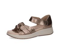 Riemchensandale CAPRICE, Damen, Gr. 38, grau (taupe metallic), Leder, sportlich, Schuhe, Keilsandalette, Sommerschuh, Bequemschuh mit Klettverschluss (83425357-38) taupe metallic