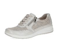 Keilsneaker CAPRICE, Damen, Gr. 37, weiß (ecru, kombiniert), Leder, Textil, sportlich, Schuhe Sneaker, Freizeitschuh, Halbschuh, Schnürschuh, Logoemblem, Weite H (82772540-37) ecru, kombiniert