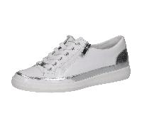 Caprice Damen Sneaker M2370644, flach, Leder, mit Reißverschluss, Weiß/Silber, Größe 40