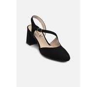CAPRICE Damen Slingpumps aus Leder mit Trapezabsatz, Schwarz (Black Suede), 38.5 EU