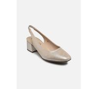 CAPRICE Damen Slingpumps aus Leder mit Lack, Beige (Taupe Metallic), 41 EU