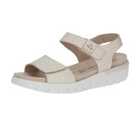 Caprice Sandalette Comfort, flach, Leder, Klettverschluss, Creme Perlato, Damen Gr. 41