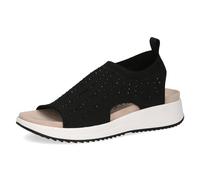 Caprice Damen Sandalen Black Knit – flach, weiches Fußbett, Schwarz, 40 EU