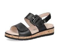 Keilsandalette CAPRICE, Damen, Gr. 39, schwarz, Nappaleder, modisch, Schuhe, Riemchensandale, Sommerschuh, Klettverschluss unter der Zierschnalle (48573909-39) schwarz