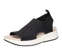 Caprice Damen Sandalen Black Knit – flach, weiches Fußbett, Schwarz, 40 EU