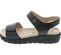 Caprice Damen Sandalen 9-28701-42/036 Comfort flach Leder Klettverschluss Schwarz Größe 38 EU