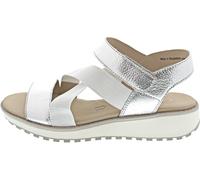Keilsandalette CAPRICE, Damen, Gr. 39, silber (silberfarben), Leder, Textil, sportlich, Schuhe, Riemchensandale, Sommerschuh, Bequemschuh mit Strasssteinchen (68871636-39) silberfarben