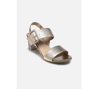 Caprice Damen Sandalen – Leder mit Absatz und Fußbett – Platin Metal. Größe 38,5