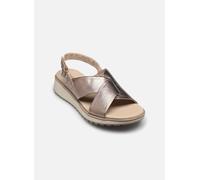 Caprice Damen Riemchensandale flach aus Leder mit Klettverschluss Taupe Metallic Gr. 37