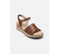CAPRICE Damen Sandalen mit Keilabsatz aus Leder Sommer, Braun (Cognac Nappa), 36 EU