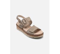 Caprice Sandalette flach aus Leder mit Plateau Braun (Taupe Suede) Größe 39 EU