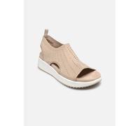 CAPRICE Damen Sandalen flach weiches Fußbett Bequem, Beige (Sand Knit), 38 EU