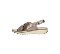 Caprice Damen Sandalen flach aus Leder mit Klettverschluss Beige (Taupe Metallic) Größe 38