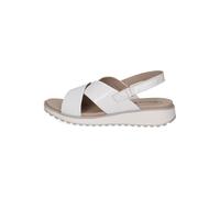 CAPRICE Damen Sandalen flach aus Leder mit Klettverschluss, Weiß (White Naplak), 37 EU
