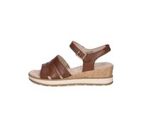 CAPRICE Damen Sandalen mit Keilabsatz aus Leder Sommer, Braun (Cognac Nappa), 38 EU