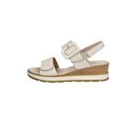 CAPRICE Damen Sandalen mit Absatz aus Leder mit Fußbett, Beige (Snow Nubuc), 38 EU