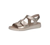 CAPRICE Damen Sandalen flach aus Leder mit Klettverschluss, Metallisch (Platin Metal.), 38 EU