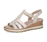 Keilsandalette CAPRICE "Caprice Sandalen Leder", Damen, Gr. 38, hellbeige, Leder, Schuhe (47768801-38) hellbeige
