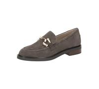 Caprice Damen Slipper M2420741 aus Leder mit Blockabsatz Schwarz (Grey Suede) 38,5 EU