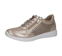 CAPRICE Damen Sneaker flach aus Leder mit Reißverschluss, Beige (Taupe Metallic), 39 EU