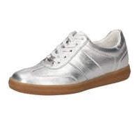 CAPRICE Damen Sneaker flach aus Leder Freizeit, Silber (Silver Metal.), 37 EU