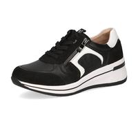 Keilsneaker CAPRICE, Damen, Gr. 39, schwarz-weiß (schwarz, weiß), Leder, sportlich, Schuhe, Freizeitschuh, Halbschuh, Schnürschuh mit Kontrastbesatz, Weite H (47505513-39) schwarz, weiß