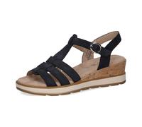 Keilsandalette CAPRICE, Damen, Gr. 39, blau (dunkelblau), Nubukleder, casual, Schuhe, Riemchensandale, Bequemschuh, Sommerschuh mit Zierschnalle (38938018-39) dunkelblau