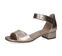 CAPRICE Damen Sandalen mit Absatz aus Leder mit Riemchen, Metallisch (Platin Metal.), 38 EU