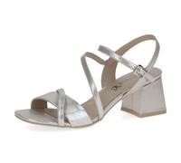 CAPRICE Damen Sandalen mit Absatz aus Leder Festlich, Silber (Taupe Sue.Met.), 39 EU