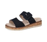 CAPRICE Damen Pantoletten aus Leder mit Schließe, Blau (Ocean Suede), 40 EU