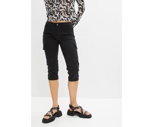 Caprihose BONPRIX, Damen, Gr. 48, N-Gr, schwarz, Web, Obermaterial: 97% Baumwolle, 3% Elasthan, skinny fit, Hosen Caprihose, aus Baumwolle mit Elasthan, Skinny Fit, im Cargo-Look (49647145-48) schwarz