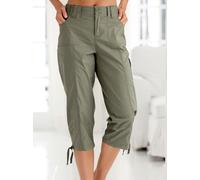 Caprihose CASUAL LOOKS, Damen, Gr. 22, Kurzgrößen, grün (hellkhaki), 98% Baumwolle, 2% Elasthan, unifarben, 3/4-Länge, Hosen Caprihose (857845-22) hellkhaki
