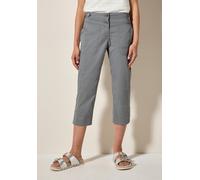 Caprihose CECIL "Style New York", Damen, Gr. 27, N-Gr, grau (obelisk grau), Web, Obermaterial: 98% Baumwolle, 2% Elasthan, unifarben, normal kniebedeckend, Hosen Caprihose, Sommerhose mit Knopfdetails