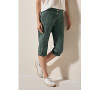 Caprihose CECIL "Style New York", Damen, Gr. 29, N-Gr, grün (balmy khaki), Web, Obermaterial: 98% Baumwolle, 2% Elasthan, unifarben, normal kniebedeckend, Hosen Caprihose, Sommerhose mit Knopfdetails