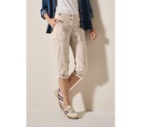 Caprihose CECIL "Style New York", Damen, Gr. 36, N-Gr, beige (boulder beige), Web, Obermaterial: 98% Baumwolle, 2% Elasthan, unifarben, normal kniebedeckend, Hosen Caprihose, Sommerhose mit Knopfdetai