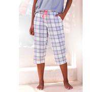 Caprihose, Damen, Gr. 44/46, N-Gr, graublau, weiß, kariert, Single Jersey, Obermaterial: 100% Baumwolle, VIVANCE DREAMS BY LASCANA, kariert, Basic, bequem 3/4-Länge, Hosen Caprihose, in schmaler Form 