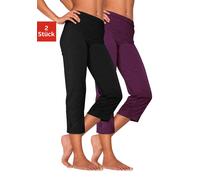 Caprihose, Damen, Gr. 52/54, N-Gr, rosa (1x schwarz, 1x beere), Single Jersey, Obermaterial: 95% Baumwolle, 5% Elasthan, VIVANCE ACTIVE BY LASCANA, unifarben, Basic, eng 3/4-Länge, Hosen Caprihose, mi