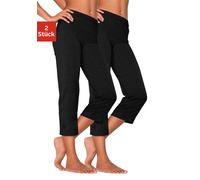 Caprihose, Damen, Gr. 56/58, N-Gr, schwarz (2x schwarz), Single Jersey, Obermaterial: 95% Baumwolle, 5% Elasthan. Obermaterial 2: 60% Baumwolle, 35% Polyester, 5% Elasthan, VIVANCE ACTIVE BY LASCANA, 