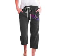 Caprihose Für Damen Hose Y2K Schmetterling Muster Kurze Hose Baumwoll Leinen Elastischem Bund Sommerhose Alltag Weitem Bein Hosen Kurz geschnittene Hosen Trekkinghose Latzhose Frauen Strandhose