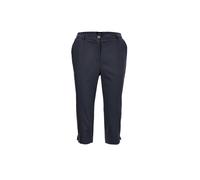 Caprihose GOLDNER "Kurzgröße Sportive Capri-Hose aus trageangenehmen Satin", Damen, Gr. 21, K-Gr, blau (dunkelmarine), Obermaterial: 64% Baumwolle CO. 33% Polyester PES. 3% Elasthan EL., normal, Hosen