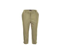 Caprihose GOLDNER "Kurzgröße Sportive Capri-Hose aus trageangenehmen Satin", Damen, Gr. 22, K-Gr, grün (schilf), Obermaterial: 64% Baumwolle CO. 33% Polyester PES. 3% Elasthan EL., normal, Hosen Capri