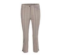 Caprihose GOLDNER "Kurzgröße Verkürzte Strukturhose in elastischer Ware", Damen, Gr. 22, K-Gr, grau (zement), Obermaterial: 45% Elastomultiester ELE. 44% Baumwolle CO. 7% Viskose CV. 4% Polyester PES.