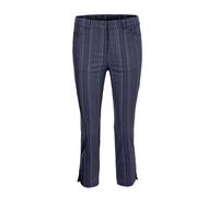 Caprihose GOLDNER "Kurzgröße Verkürzte Strukturhose in elastischer Ware", Damen, Gr. 25, K-Gr, blau (dunkelmarine), Obermaterial: 45% Elastomultiester ELE. 44% Baumwolle CO. 7% Viskose CV. 4% Polyeste
